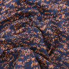 Viscose Bleu Marine Petit Feuillage Praline - Maison Klem