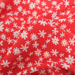 Viscose Rouge Petites Marguerites - Maison Klem