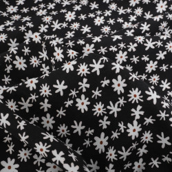 Viscose Noire Petites Marguerites - Maison Klem