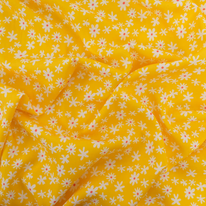 Viscose Jaune Petites Marguerites - Maison Klem