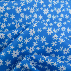 Viscose Bleue Petites Marguerites - Maison Klem