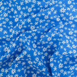 Viscose Bleue Petites Marguerites - Maison Klem