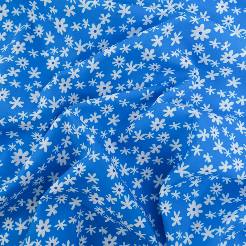 Viscose Bleue Petites Marguerites - Maison Klem