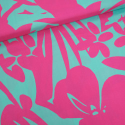 Viscose Hawaï Menthe et Fuchsia - Maison Klem