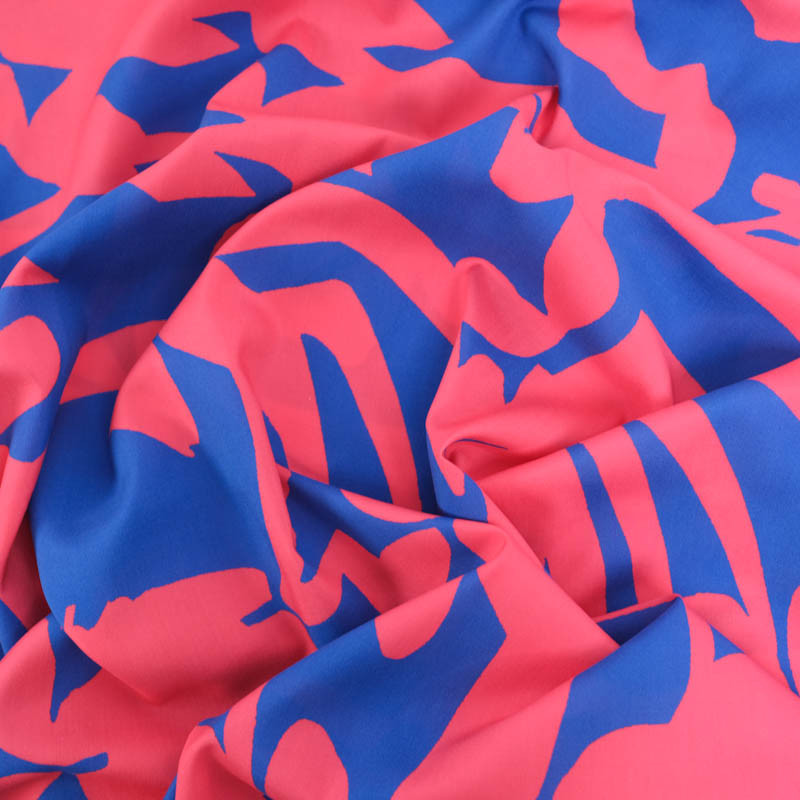 Viscose Hawaï Bleu Electrique Pink - Maison Klem