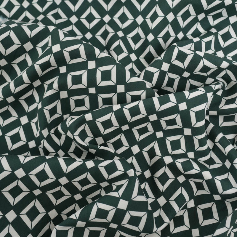 Viscose Géométrique Vert Bouteille - Maison Klem