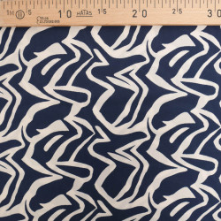 Viscose Bleu Marine Motif Zébré Crème - Maison Klem