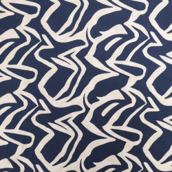 Viscose Bleu Marine Motif Zébré Crème - Maison Klem
