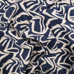 Viscose Bleu Marine Motif Zébré Crème - Maison Klem