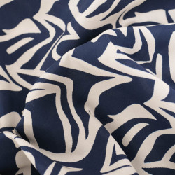 Viscose Bleu Marine Motif Zébré Crème - Maison Klem