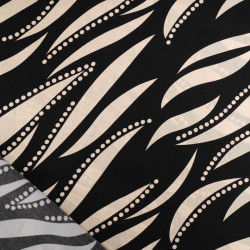 Viscose Noir Motif Feuillage Graphique Crème - Maison Klem