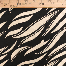 Viscose Noir Motif Feuillage Graphique Crème - Maison Klem