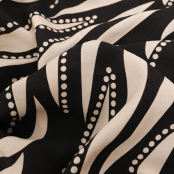 Viscose Noir Motif Feuillage Graphique Crème - Maison Klem