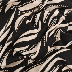 Viscose Noir Motif Feuillage Graphique Crème - Maison Klem