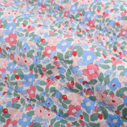 Matelassé Double Face Floralie Bleu Vert Vieux Rose - Maison Klem