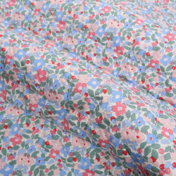 Matelassé Double Face Floralie Bleu Vert Vieux Rose - Maison Klem