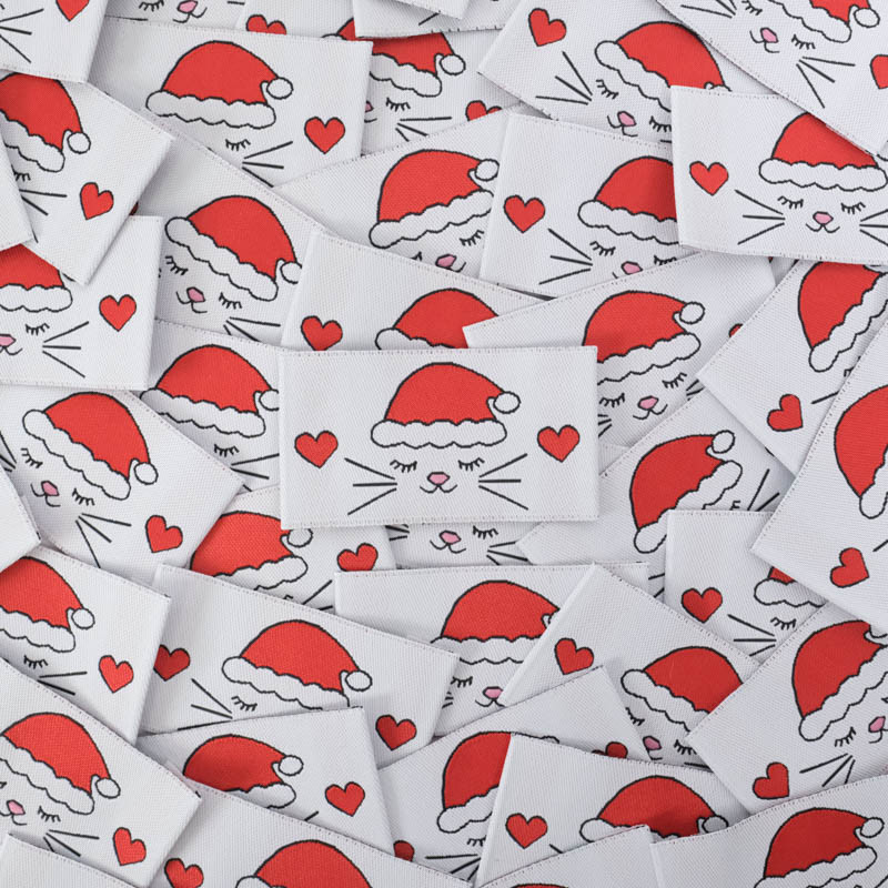 Etiquette à Coudre Chat de Noël - Maison Klem