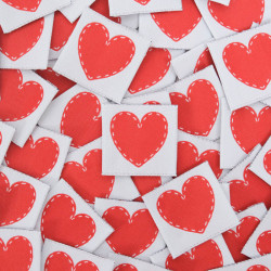 Etiquette Tissée Cœur Rouge Carré - Maison Klem