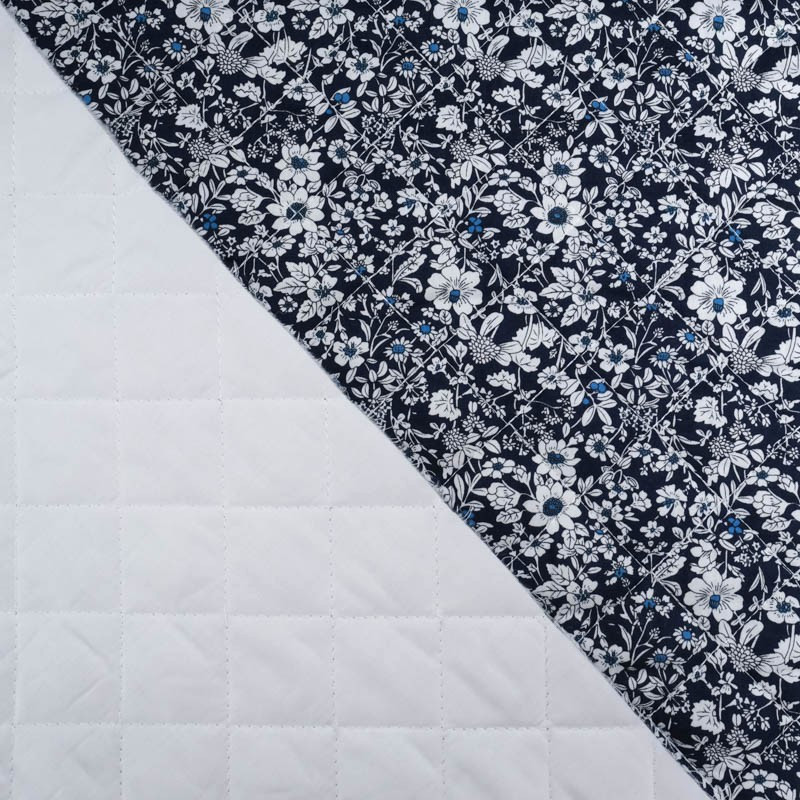 Matelassé Coton Double Face Anaé Bleu Nuit - Maison Klem