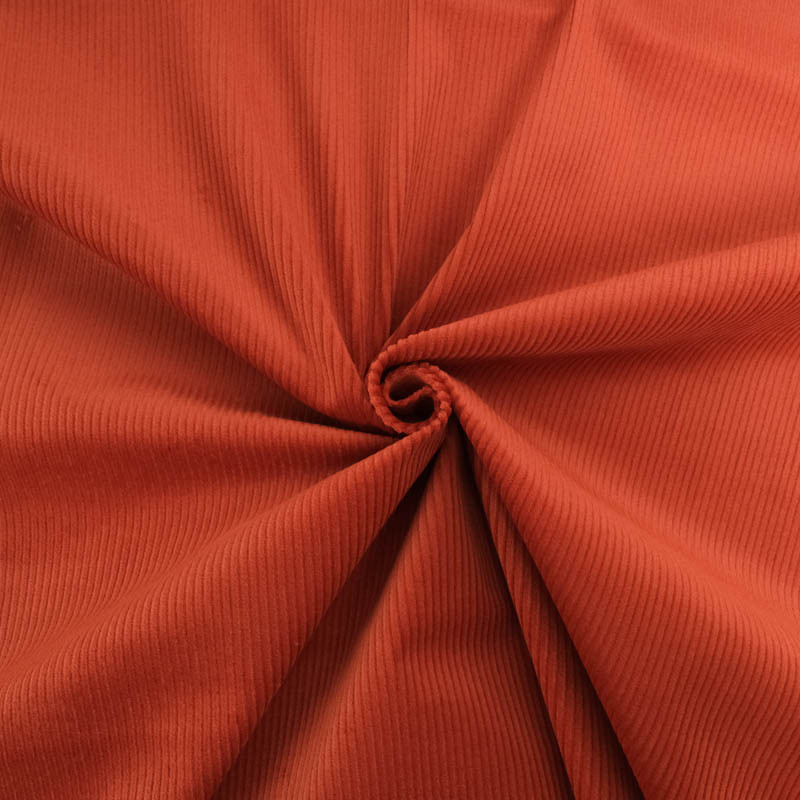 Tissu Velours Côtelé Stretch Brique Mira - Maison Klem