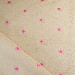 Tissu Sherpa Ecru Fleur Bordée Rose - Maison Klem