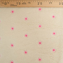 Tissu Sherpa Ecru Fleur Bordée Rose - Maison Klem