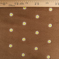 Tissu Sherpa Taupe Fleur Bordée Jaune - Maison Klem