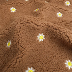 Tissu Sherpa Taupe Fleur Bordée Jaune - Maison Klem