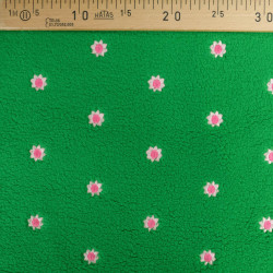 Tissu Sherpa Vert Fleur Bordée Rose - Maison Klem