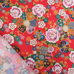 Coton Imprimé Rose et Sakura Rouge - Maison Klem
