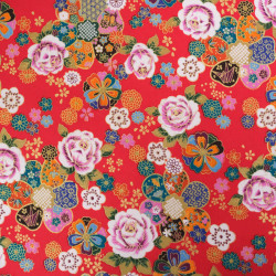 Coton Imprimé Rose et Sakura Rouge - Maison Klem