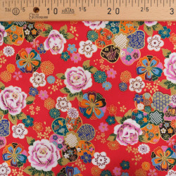 Coton Imprimé Rose et Sakura Rouge - Maison Klem
