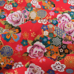 Coton Imprimé Rose et Sakura Rouge - Maison Klem