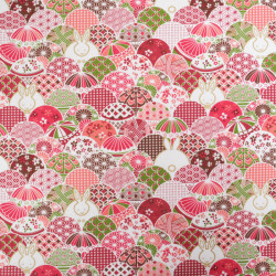 Coton Imprimé Wagasa Rose Vert - Maison Klem