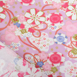 Coton Imprimé Sakura Mauve - Maison Klem