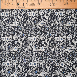 Tissu Coton Fleuri Fond Bleu Marine Anaé - Maison Klem