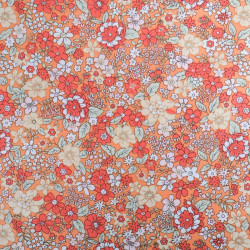 Tissu Coton Fleuri Orange - Maison Klem