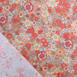 Tissu Coton Fleuri Orange - Maison Klem