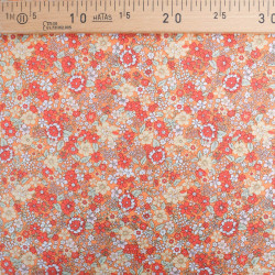 Tissu Coton Fleuri Orange - Maison Klem