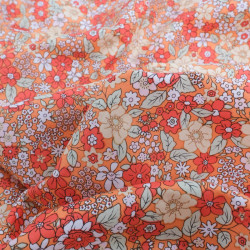 Tissu Coton Fleuri Orange - Maison Klem