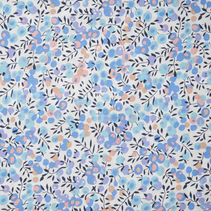 Tissu Coton Fleuri Bleu - Maison Klem