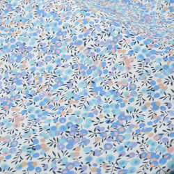 Tissu Coton Fleuri Bleu - Maison Klem