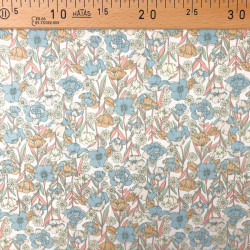 Popeline de Coton imprimé Fleurs Bleu Pastel - Maison Klem