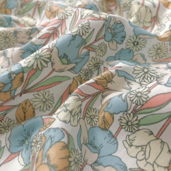 Popeline de Coton imprimé Fleurs Bleu Pastel - Maison Klem