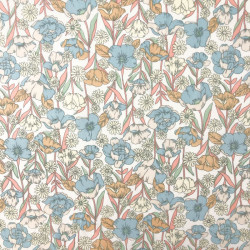Popeline de Coton imprimé Fleurs Bleu Pastel - Maison Klem