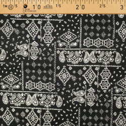 Popeline de Coton Imprimé Amélia Noir Et Blanc Bandana - Maison Klem