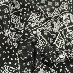 Popeline de Coton Imprimé Amélia Noir Et Blanc Bandana - Maison Klem