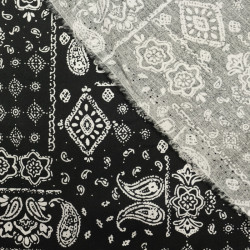 Popeline de Coton Imprimé Amélia Noir Et Blanc Bandana - Maison Klem