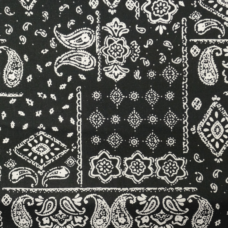 Popeline de Coton Imprimé Amélia Noir Et Blanc Bandana - Maison Klem