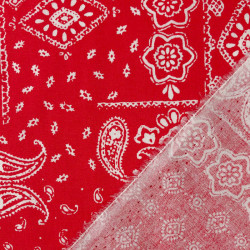 Popeline de Coton Imprimé Bandana Foulard Rouge Eclatant - Maison Klem